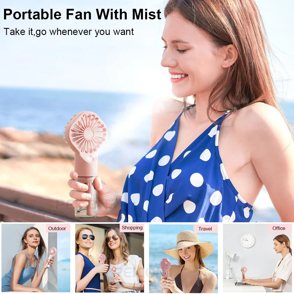 Rechargeable Misting Handheld Fan