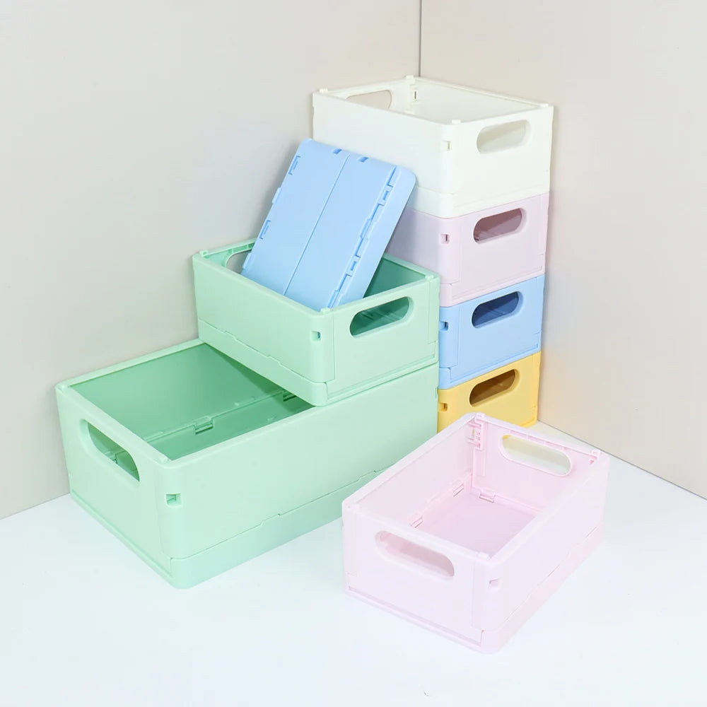 Foldable Plastic Storage Basket, Size and Style Options