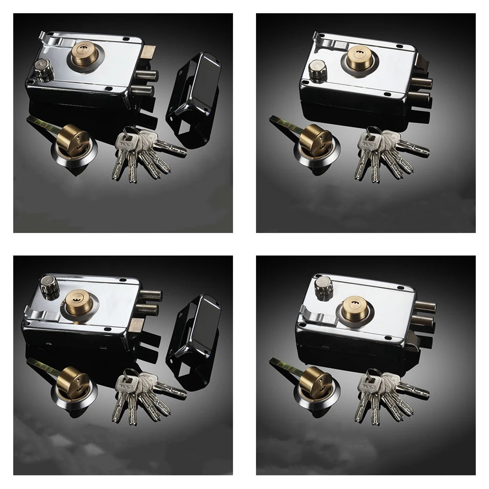 Door Rim Lock with Five Keys, Left or Right Hand