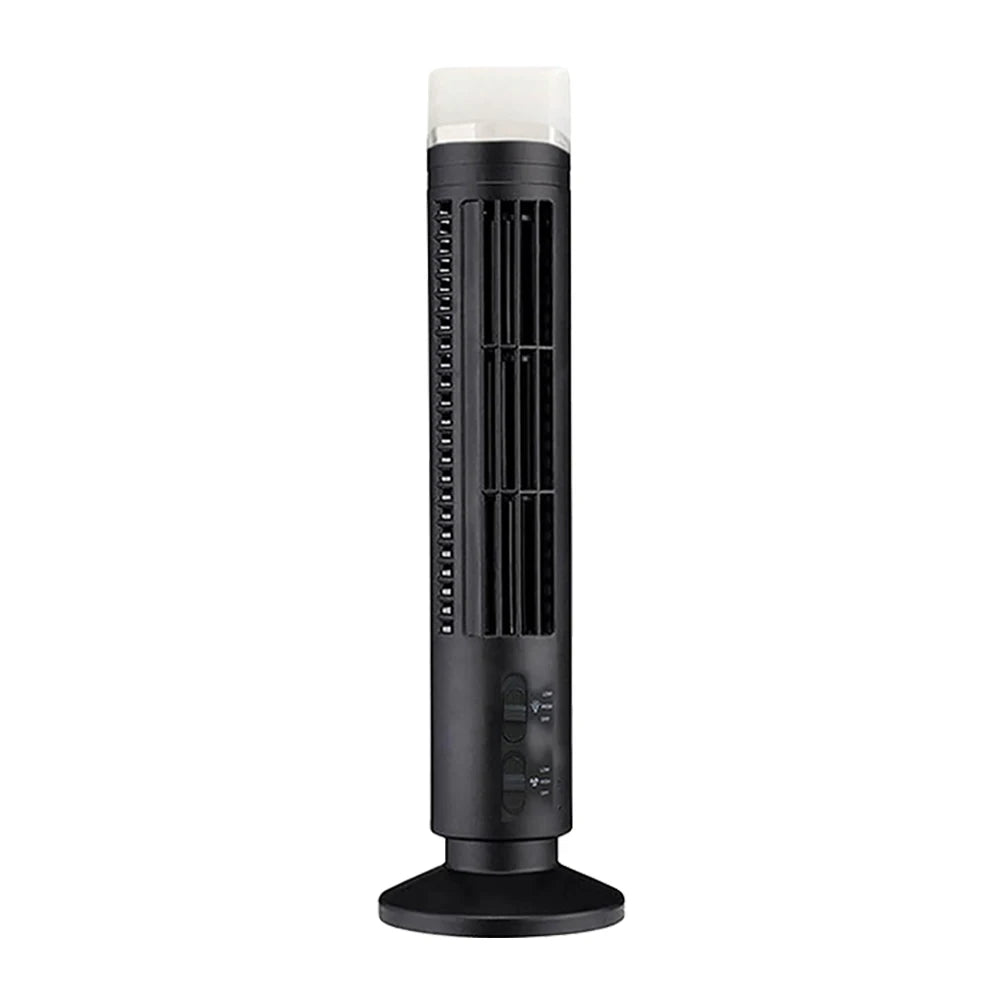 Beznástrojový LED věžový ventilátor s USB napájením a 90° oscilací