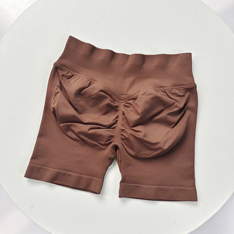 Seamless Shorts Ribbed Yoga Shorts Women Flex Scrunch Bum Gym Shorts Booty Running Short Butt Lifting Workout Pants