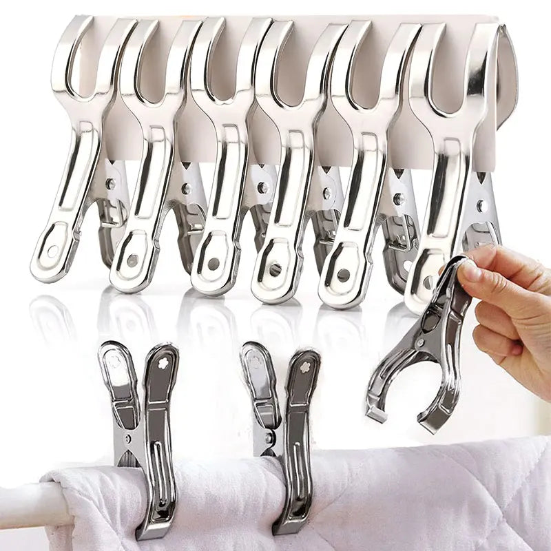 Stainless Steel Beach Towel Clips Heavy Duty Large Clothespin Washing Clips Windproof Clamp For Clothes Pegs Quilt Blanket