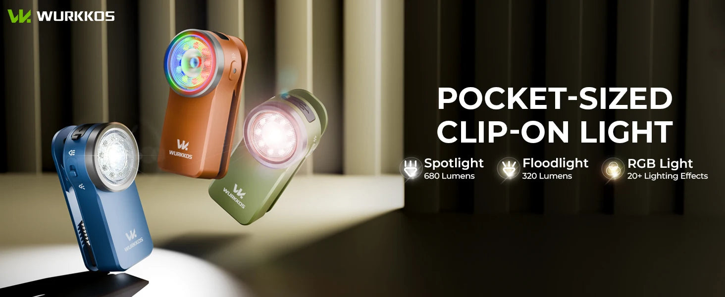 Lampe de poche à clip rechargeable USB-C Wurkkos HD03 680LM avec aimant