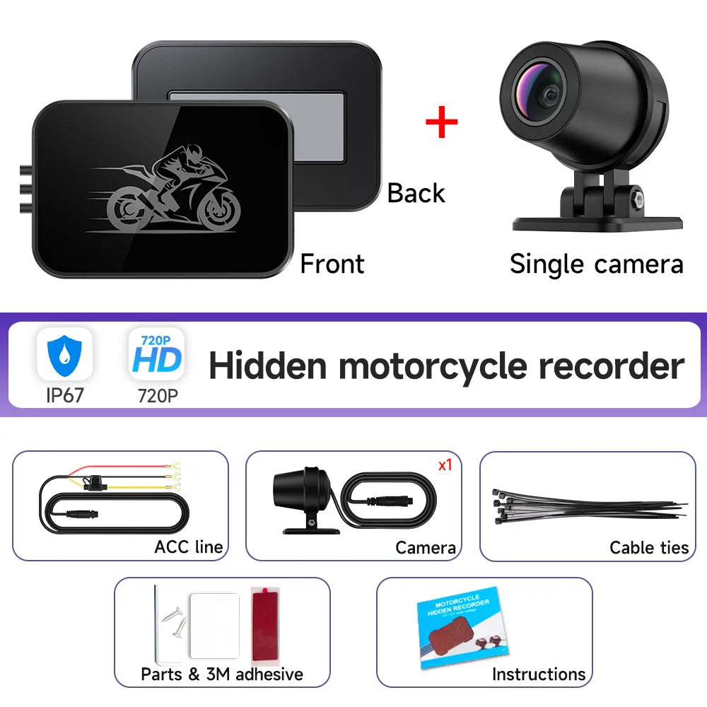 Dual 1080P Motorcycle Dash Cam Waterproof WiFi Front Rear Recorder