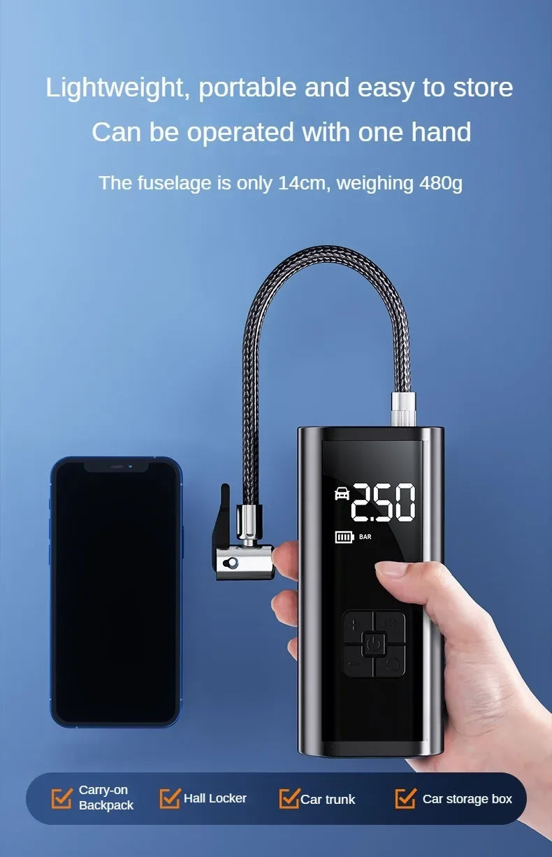 Trådlös bilpump bärbar däckpump med digital display