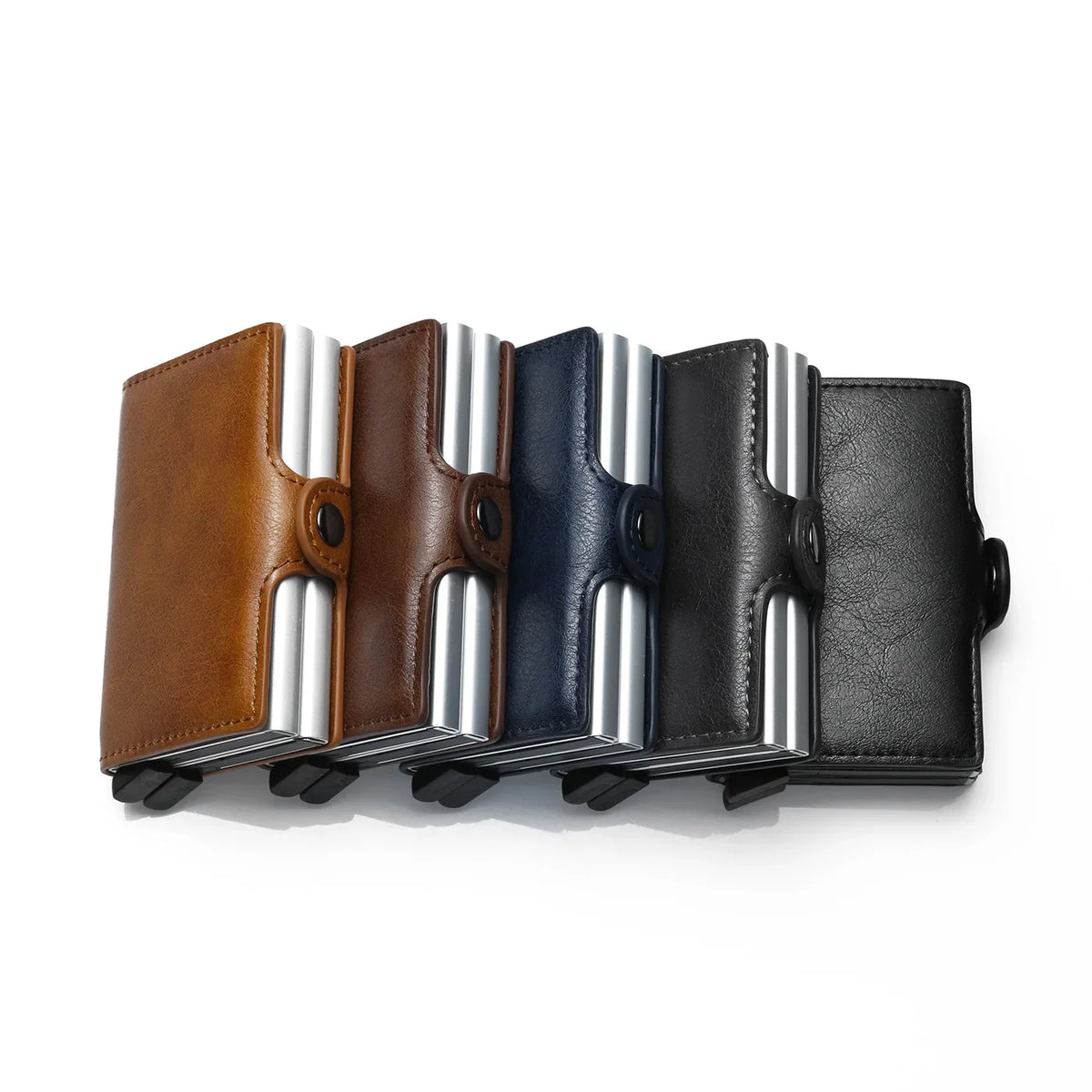 Slim Card Wallet in PU & Aluminium, Six Finishes