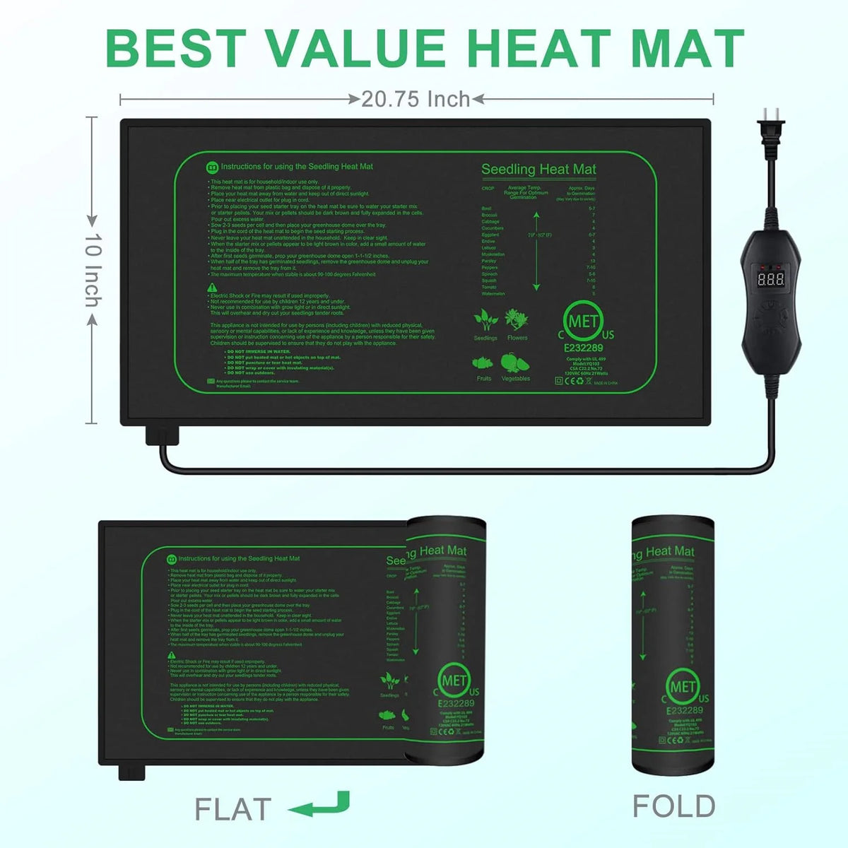 Zaailingverwarming mat met digitaal thermostaat