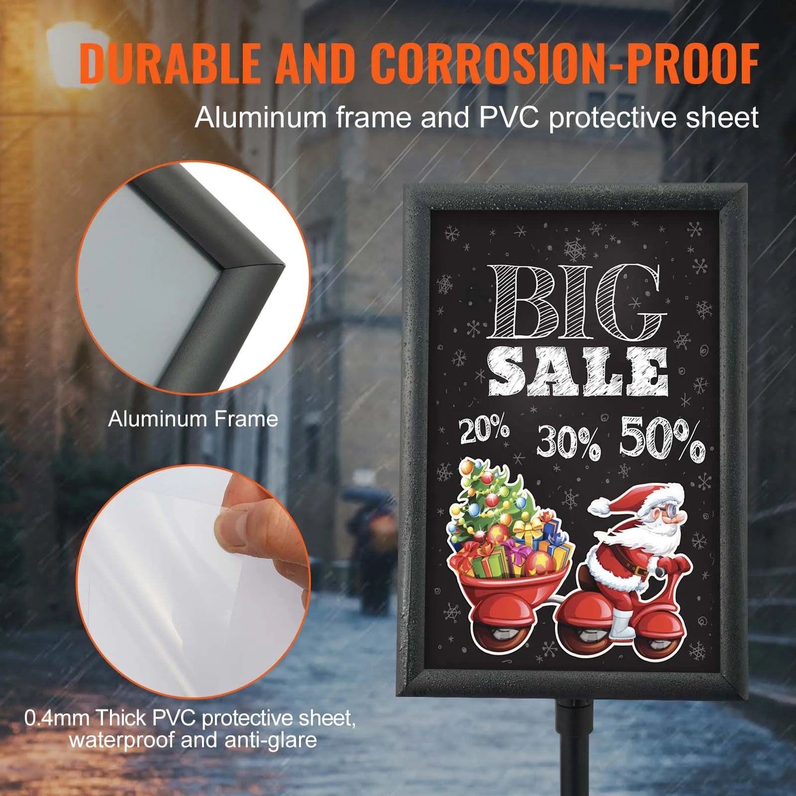 VEVOR Podest-Displayhalter vertikal & horizontal verstellbar, robuster Boden-Posterständer für Display-Werbung und Außenbereich