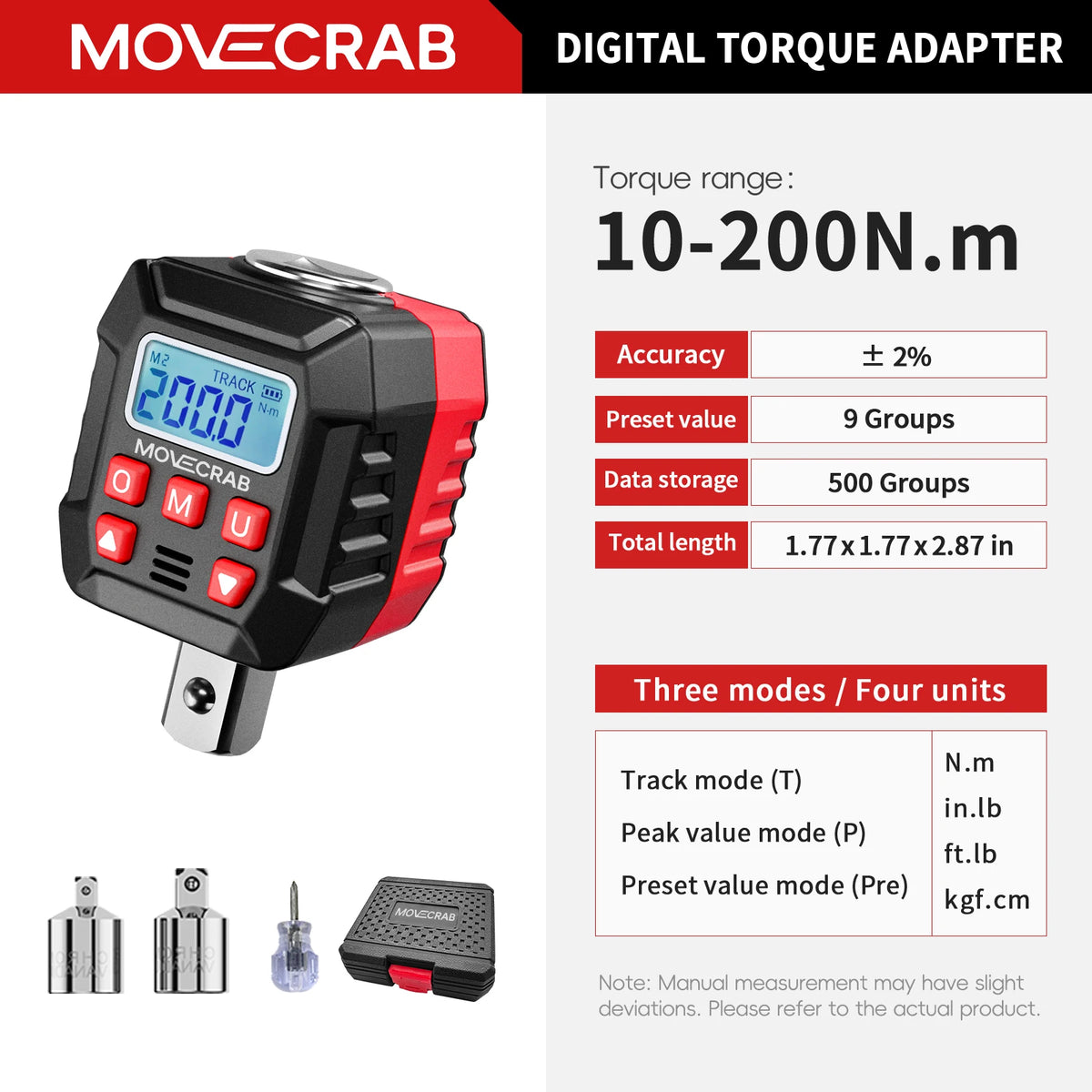 Digital Torque Adapter with Peak and Track Modes
