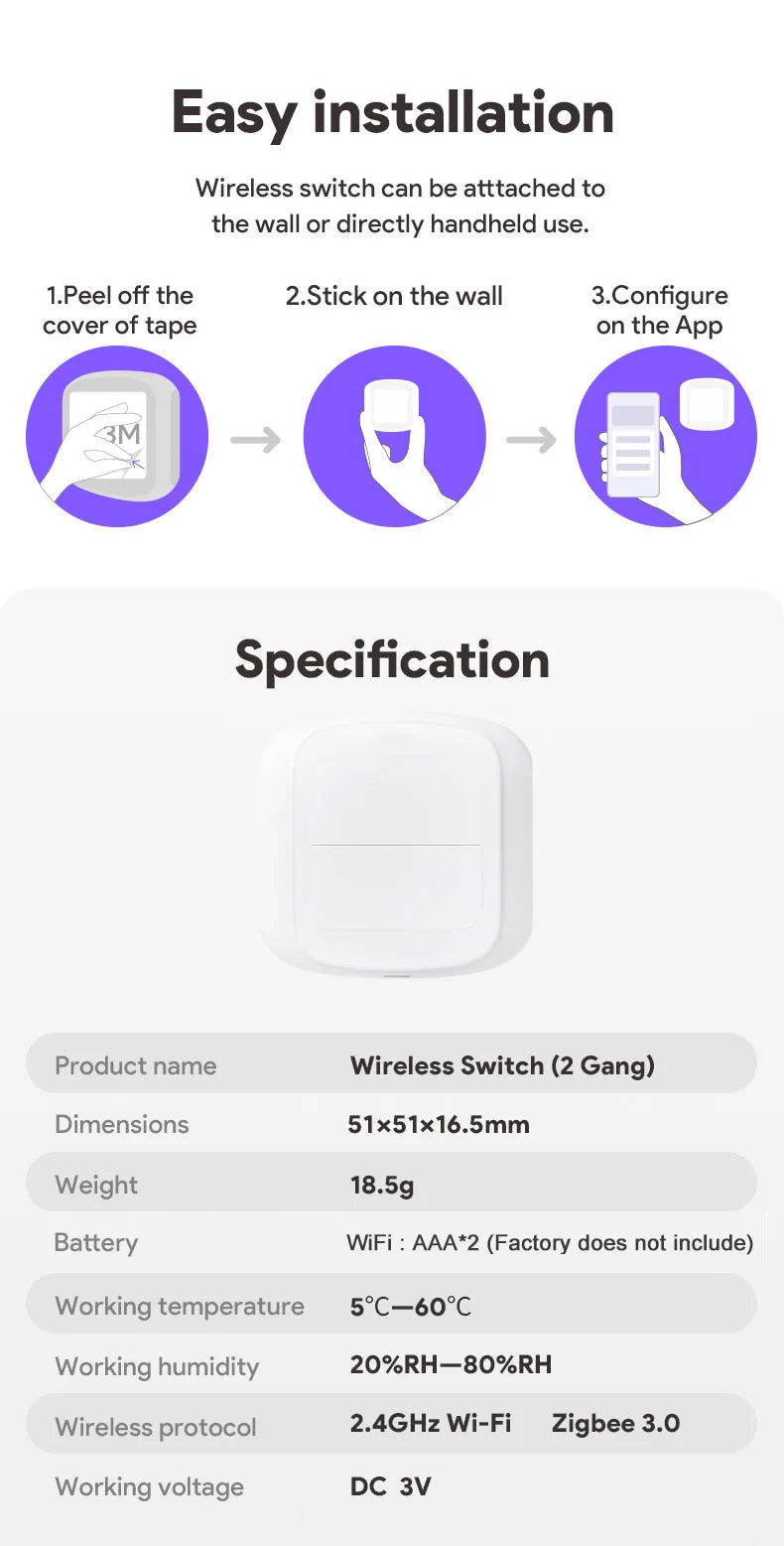 Smart Scene Button - Wi-Fi or Zigbee