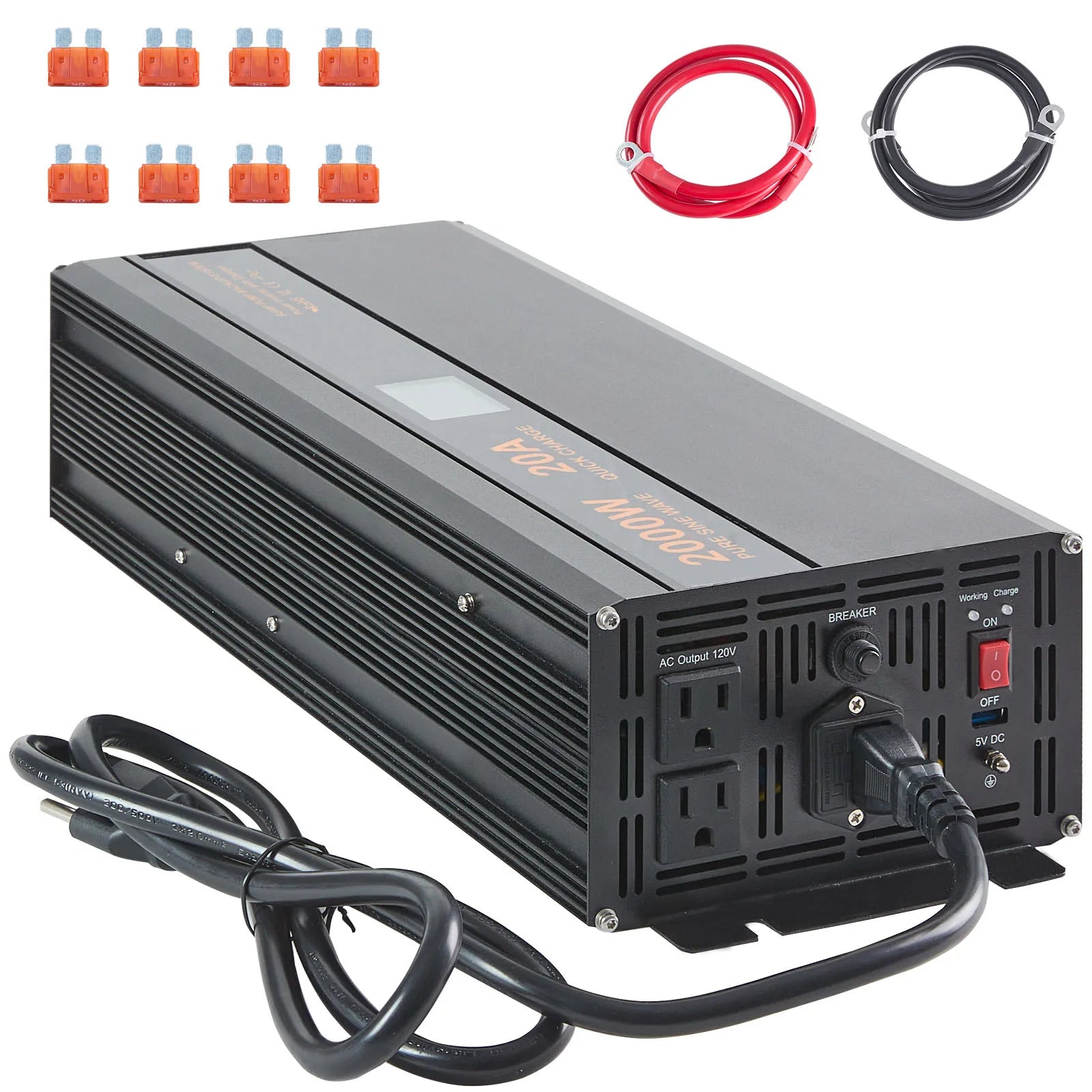 SucceBuy 2000W/2500W pumsystem med batteri-backup LCD-display auto-skifter til batteriinverter til nødstrøm