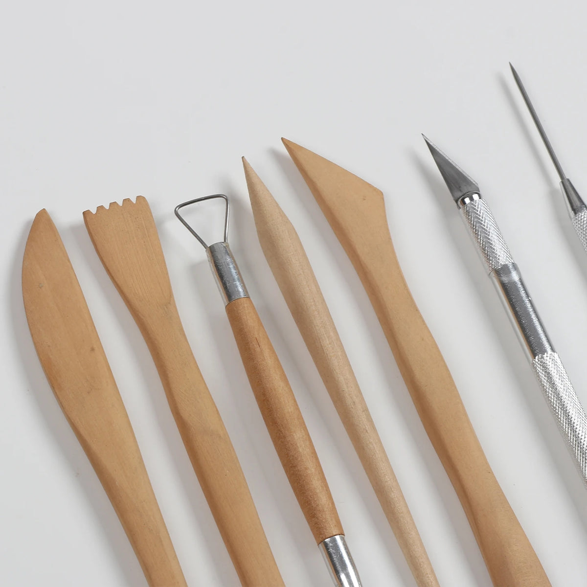 Wood and Metal Pottery Detailing Tools, 8-Piece Set