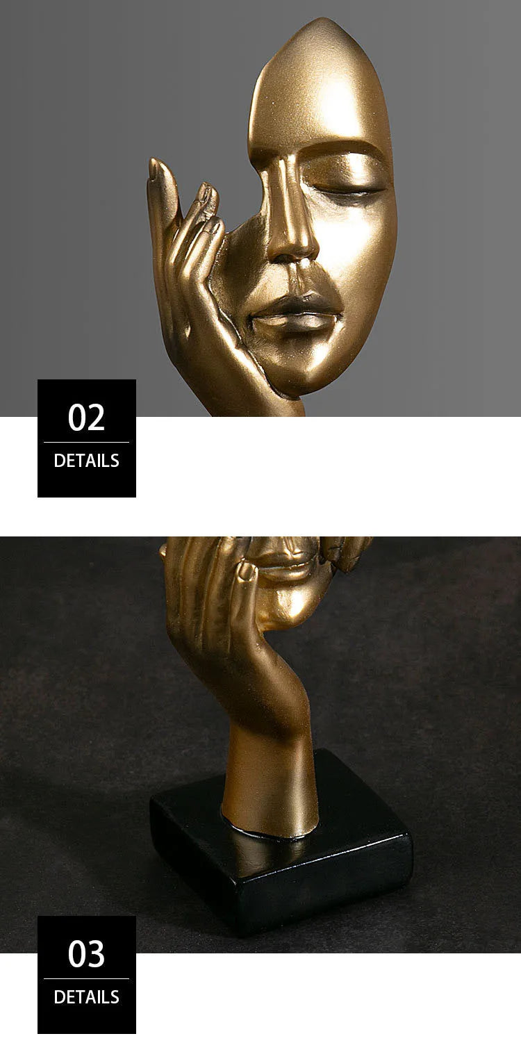 Resin Abstract Mask Statues European Miniature Figurines for Interior Home Office Study Desktop Figure Ornament Decor Gift