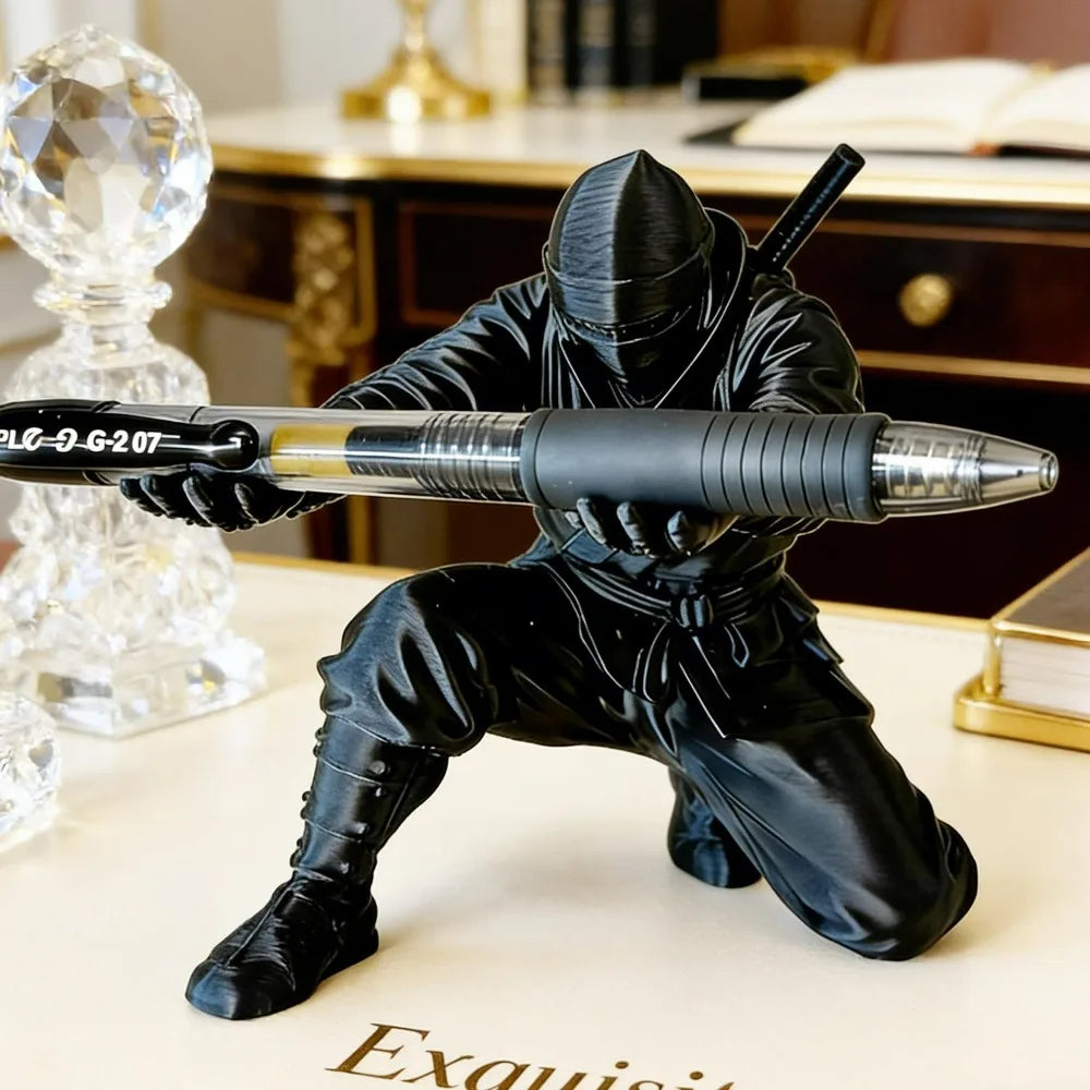 Ninja-Style 3D Printed Pen Holder, Plastic Desk Stand