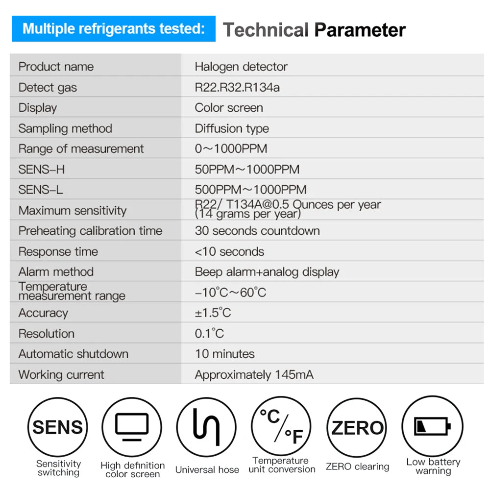 HD01 Handheld Refrigerant Leak Detector