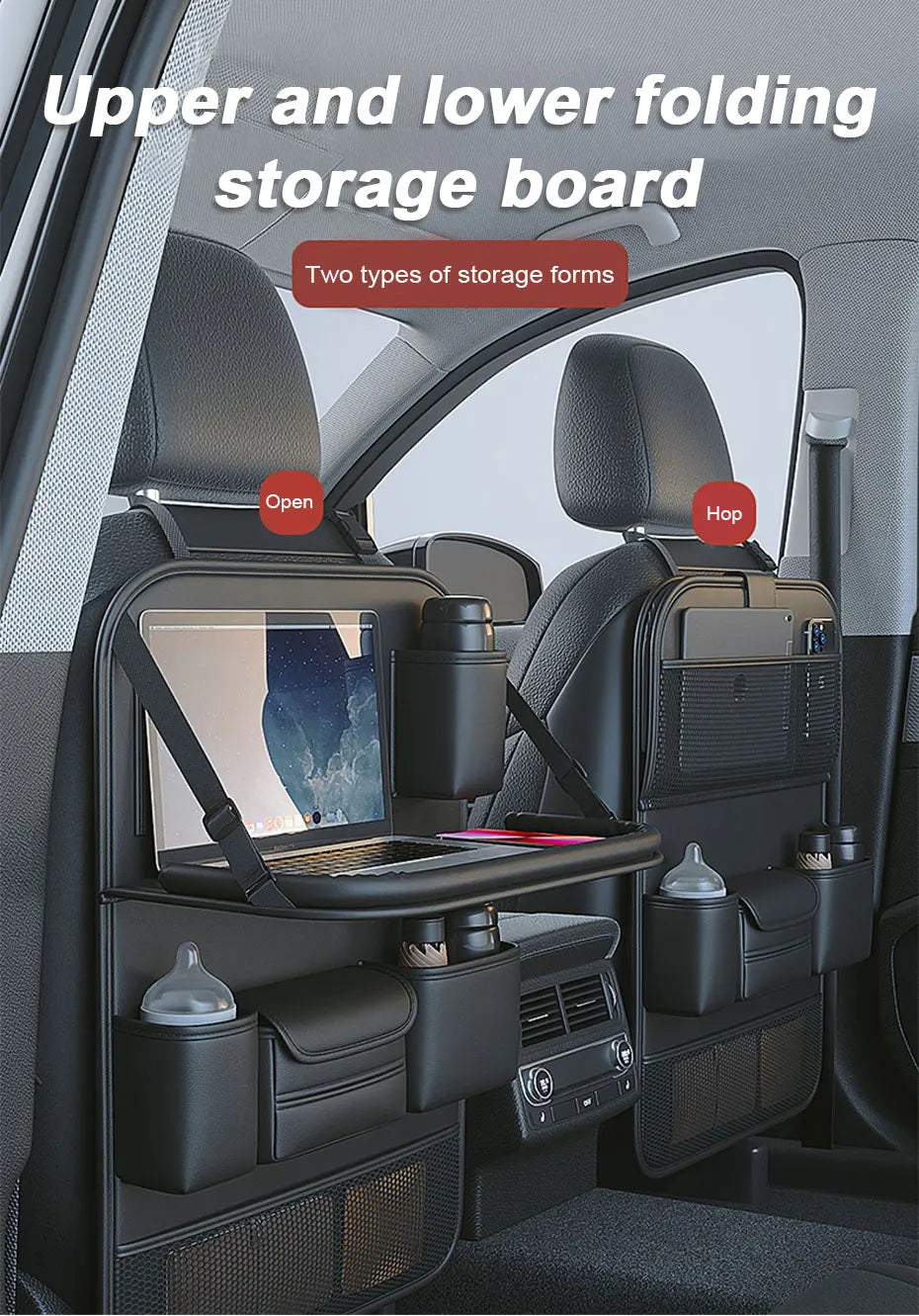 SEAMETAL Car Seat Back Organizer Auto Back Seat Storage Bag with Foldable Table Tray Tablet Holder Tissue Box Car Accessories