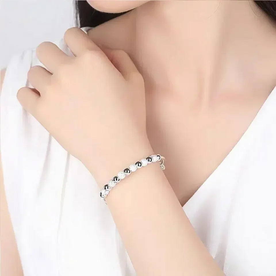 Charms Silver Color Luxury Beads Bracelets Bangles Cute For Women Fashion Party Wedding Jewelry Adjustable