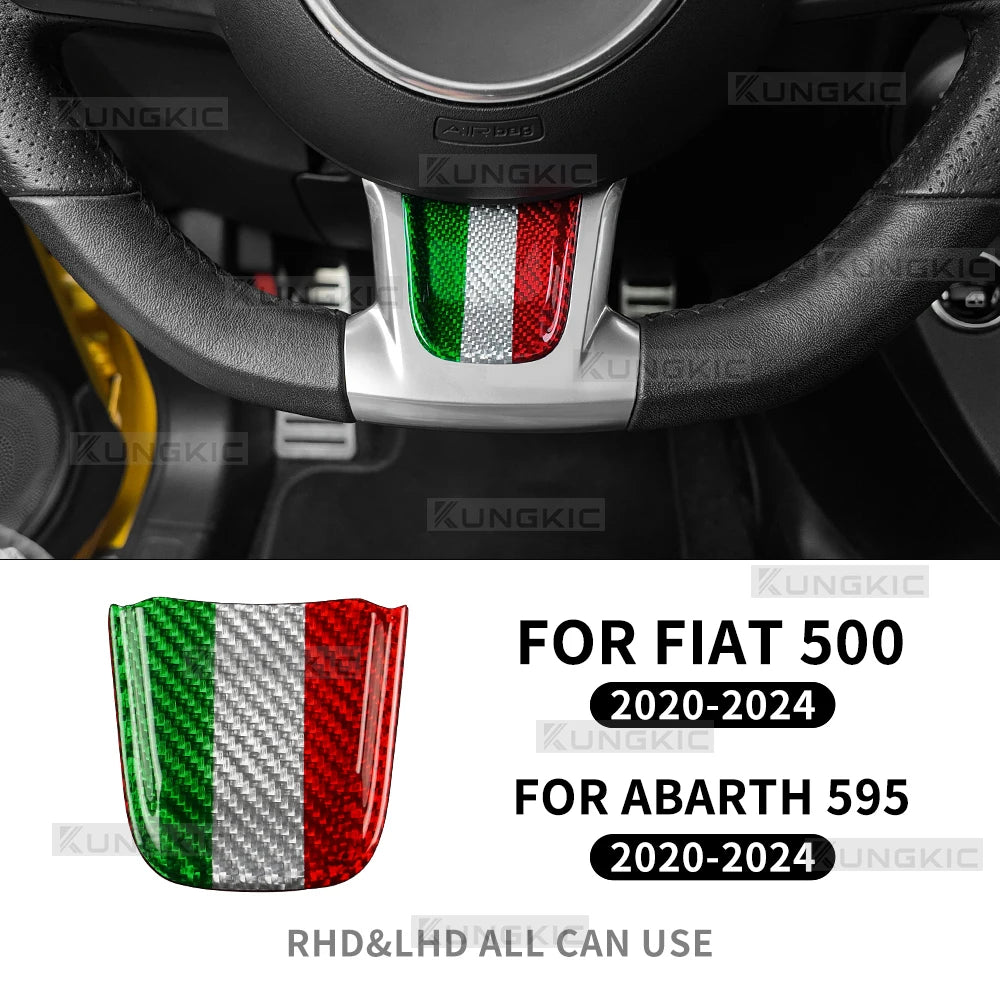 Carbon Fiber Steering Wheel Bottom Sticker for Fiat 500 Abarth