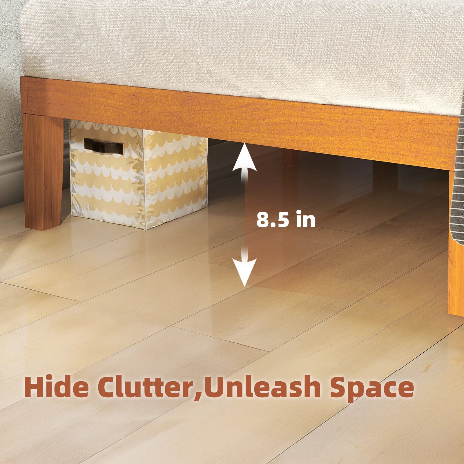 Solid Wood Bed Frame with Sturdy Slats, No Box Spring Needed