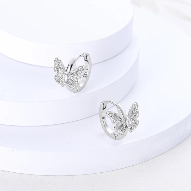 925 Sterling Silver Colored Zirconium Stars Hoop Earrings For Women Jewelry Anniversary WeddingMaking Jewelry Gift