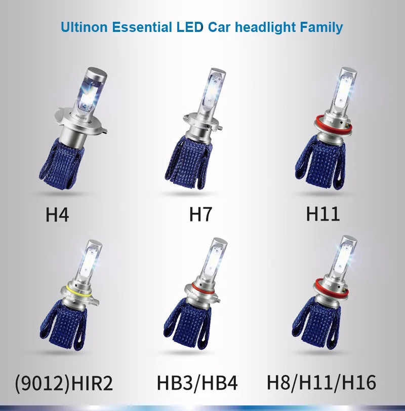 Philips LED H4 H7 HB3 HB4 H8 H11 H16 Ultinon Essential Auto svetlá 6000K Jasný biely HIR2 9012 9005 9006 LED Upgrade žiarovky