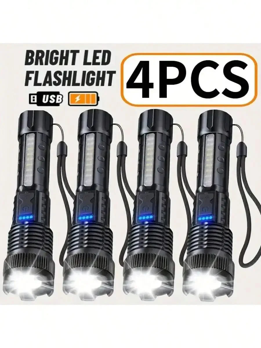 2 Piece Tactical Flashlight USB C Rechargeable 7 Modes