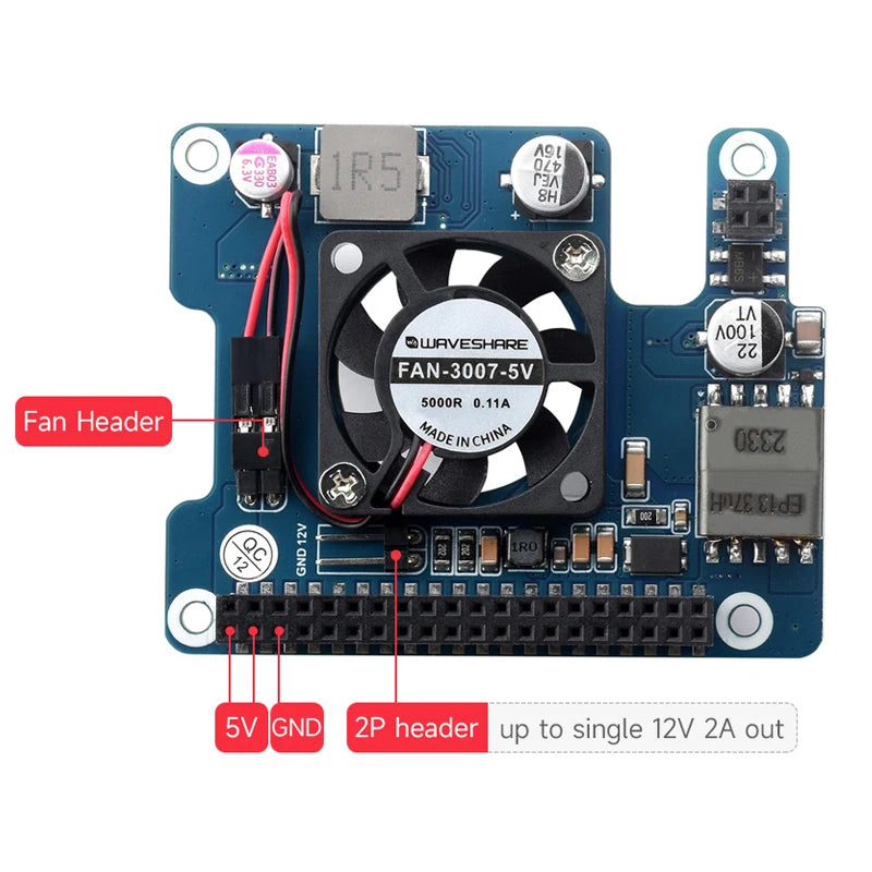 PoE HAT Raspberry Pi 5 con ventola e dissipatore