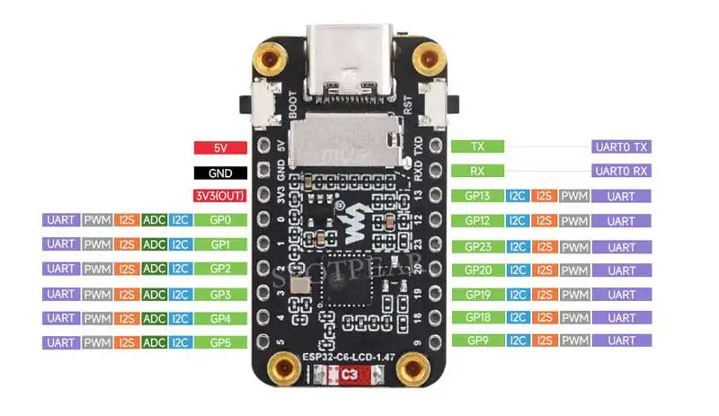 ESP32-C6 1.47-Inch Display Board - Touch Options