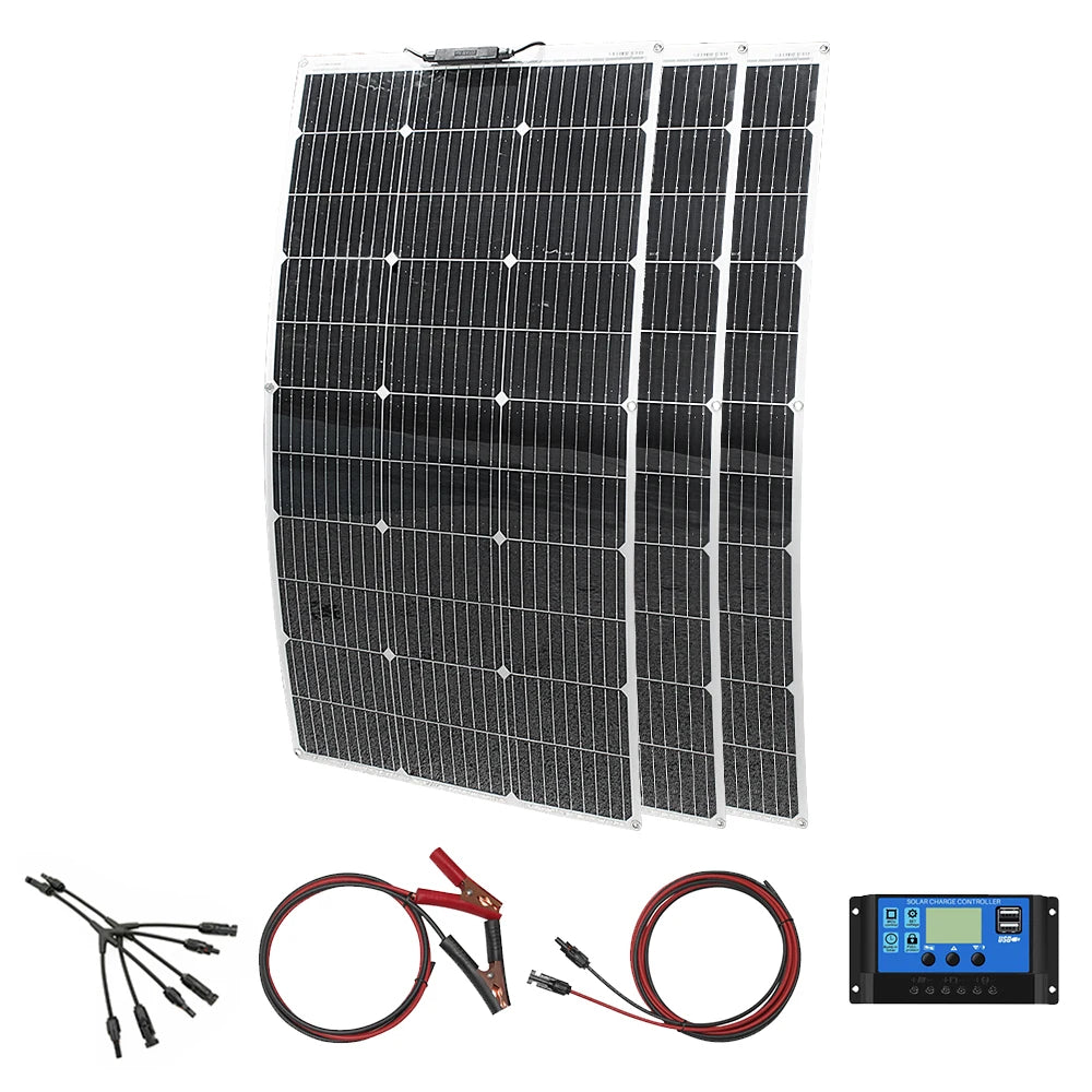 Painel Solar Flexível Monocristalino 100W 12V/24V
