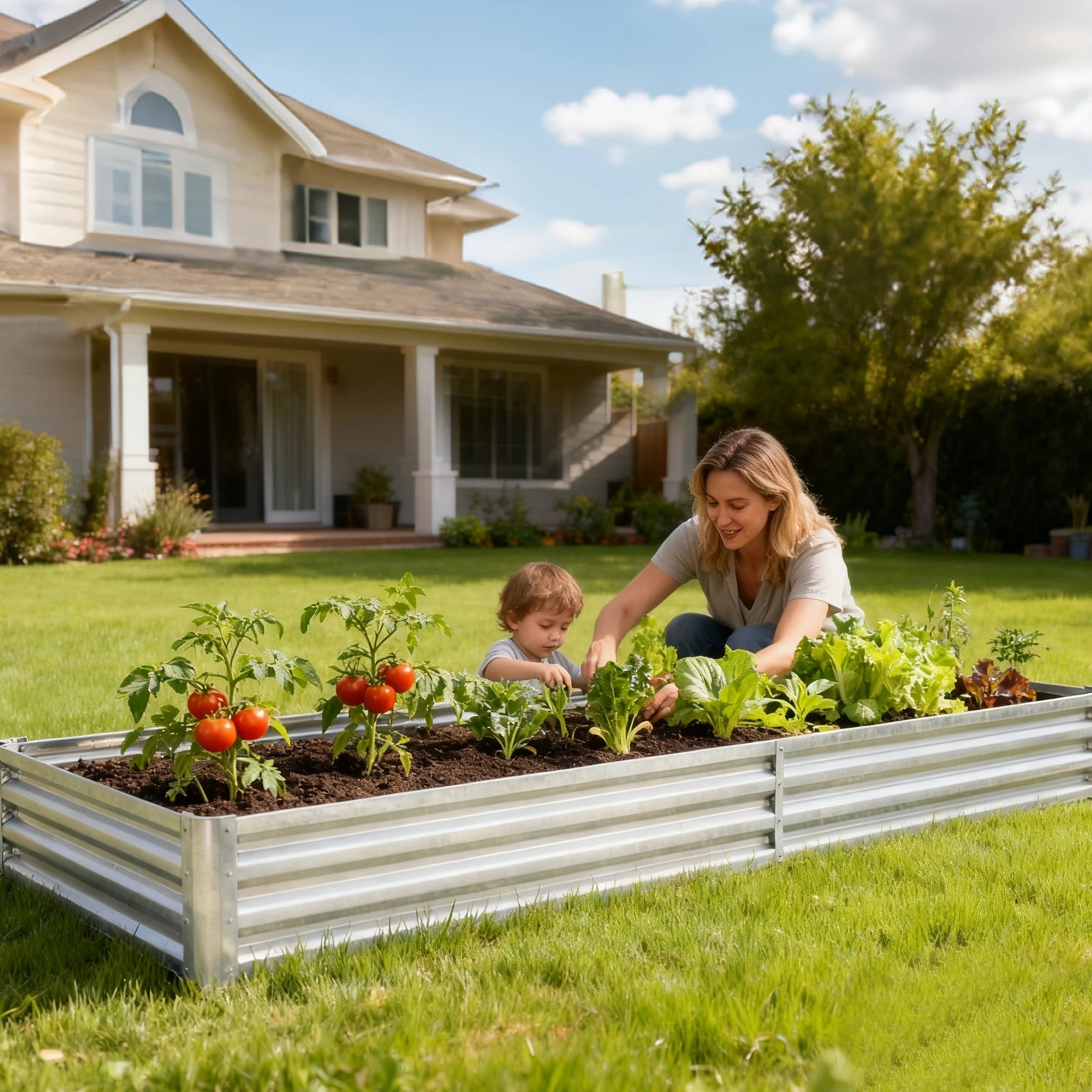 6x3x2ft Galvanized Raised Garden Bed for Deep Root Plants