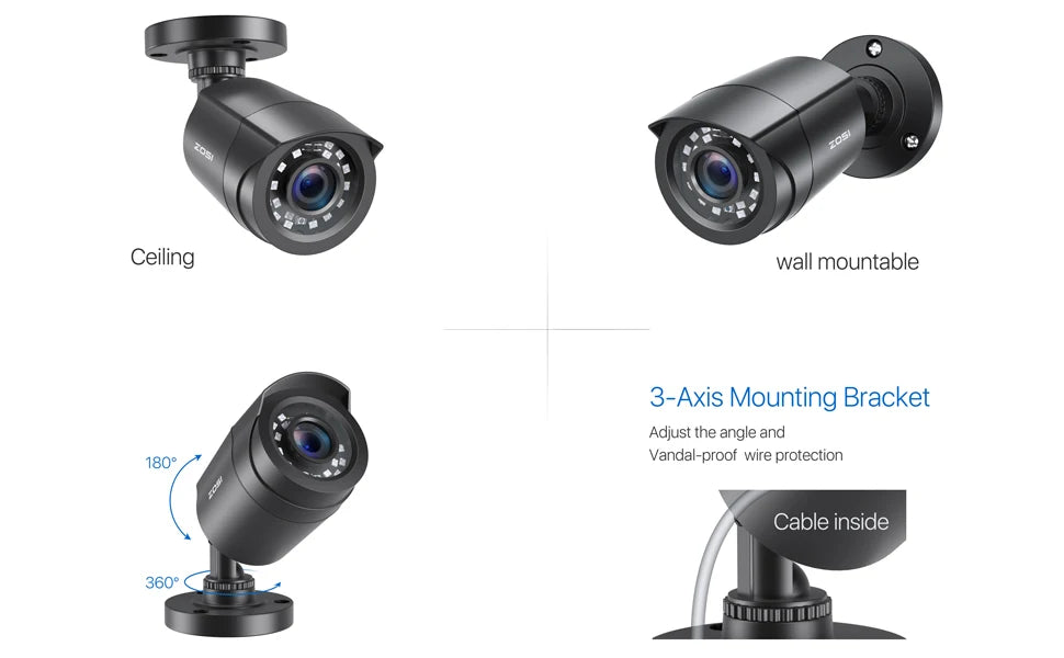 ZOSI 4-Pack 1080P HD-TVI Weatherproof Security Cameras