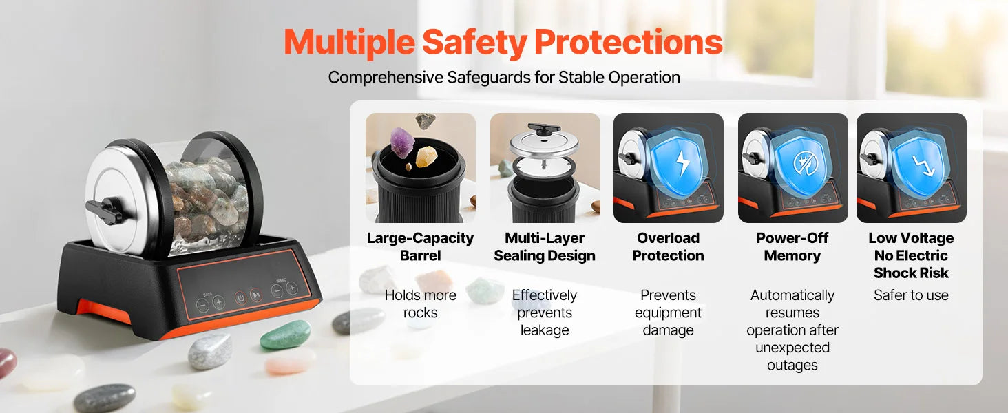 Steinpoliergerät-Set mit 4 Geschwindigkeiten & 9-Tage-Timer Polierset