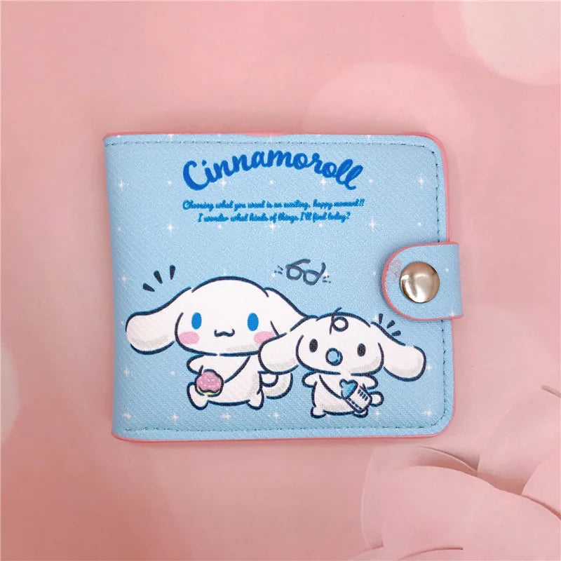 Sanrio Hello Kitty Cinnamoroll My Melody Kuromi New Pu Casual Money Bag Coin Purse Card package Wallet With Buttons 