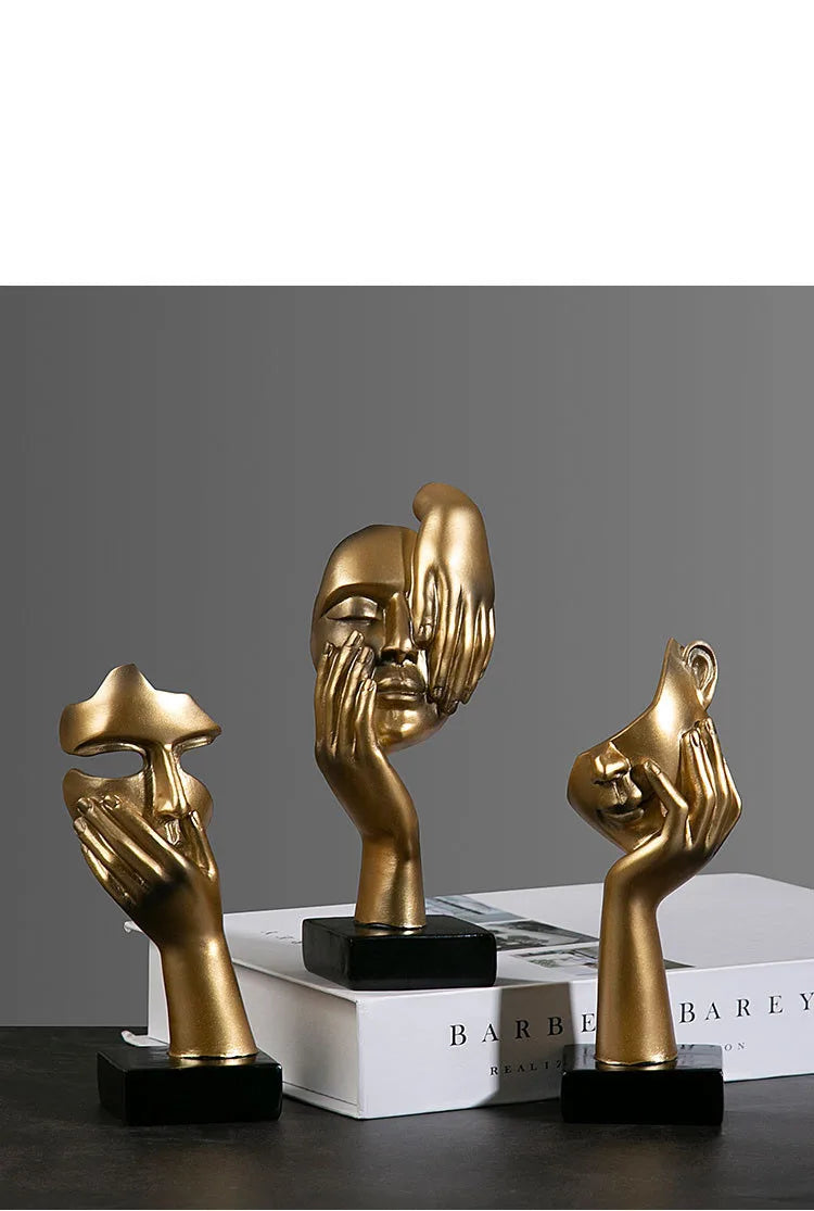 Resin Abstract Mask Statues European Miniature Figurines for Interior Home Office Study Desktop Figure Ornament Decor Gift