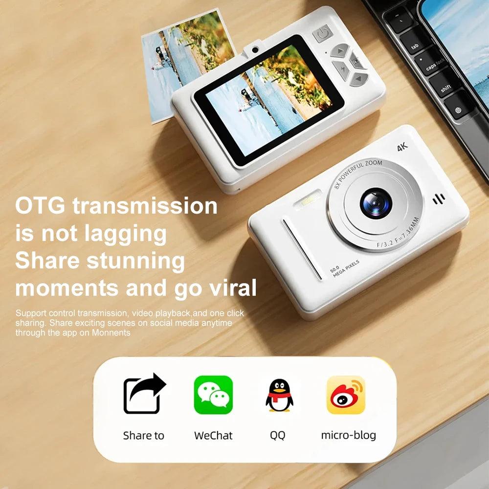 4K Compact Digital Camera with Autofocus and 8x Zoom