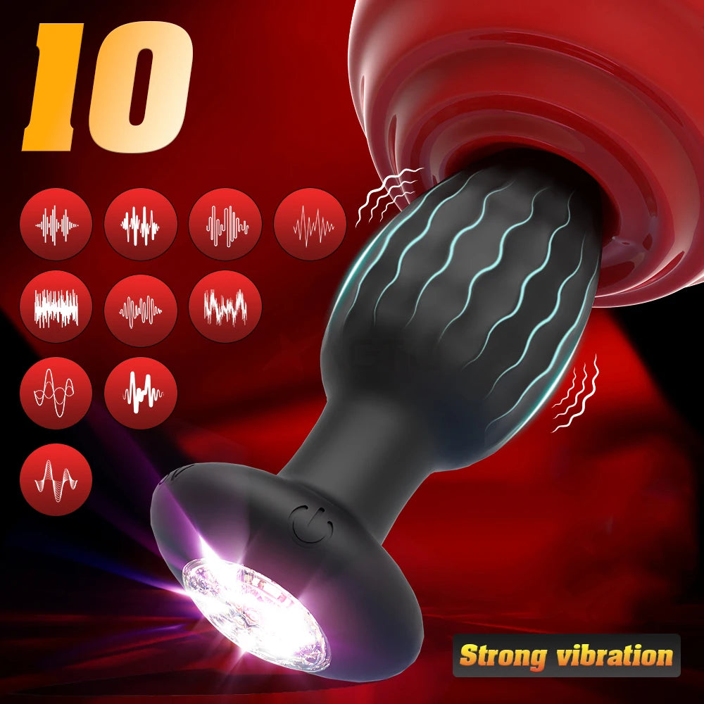 APP Control Anal Plug Vibrator with LED Light Blue-tooth Butt Plug Vibrator Prostate Massager Sex Toys for Women Men Adult