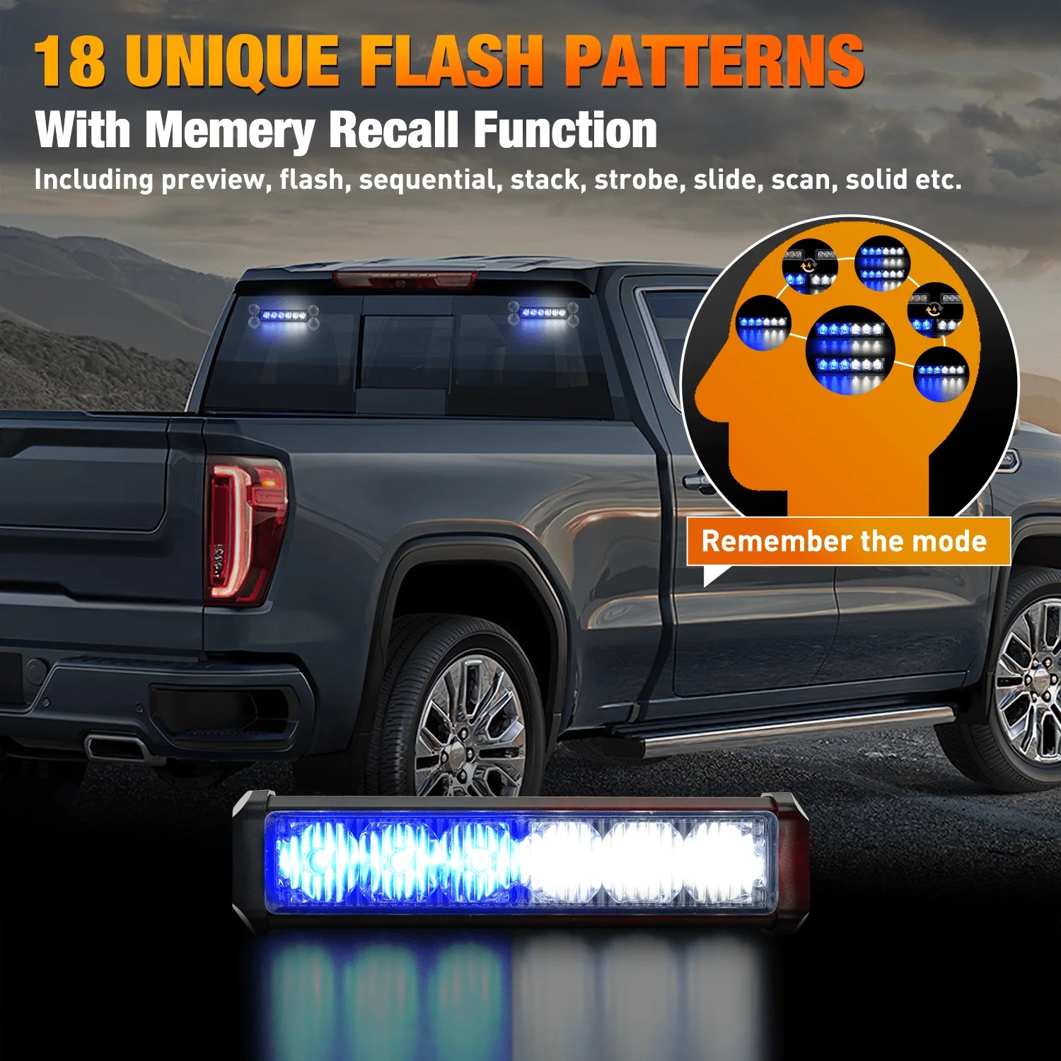 Nilight Automotive Strobe Traffic Advisor Light Bar 2-1 Dash Warning Safety Flashing Light Front/Rear Off-Road Truck Accessories