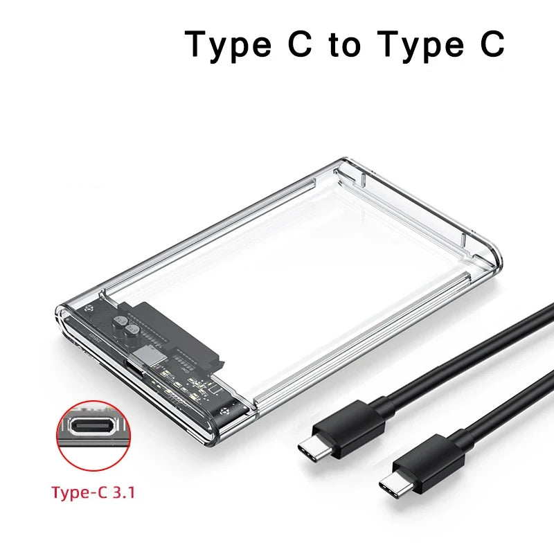 Transparent 2.5-Inch SATA HDD/SSD USB Enclosure