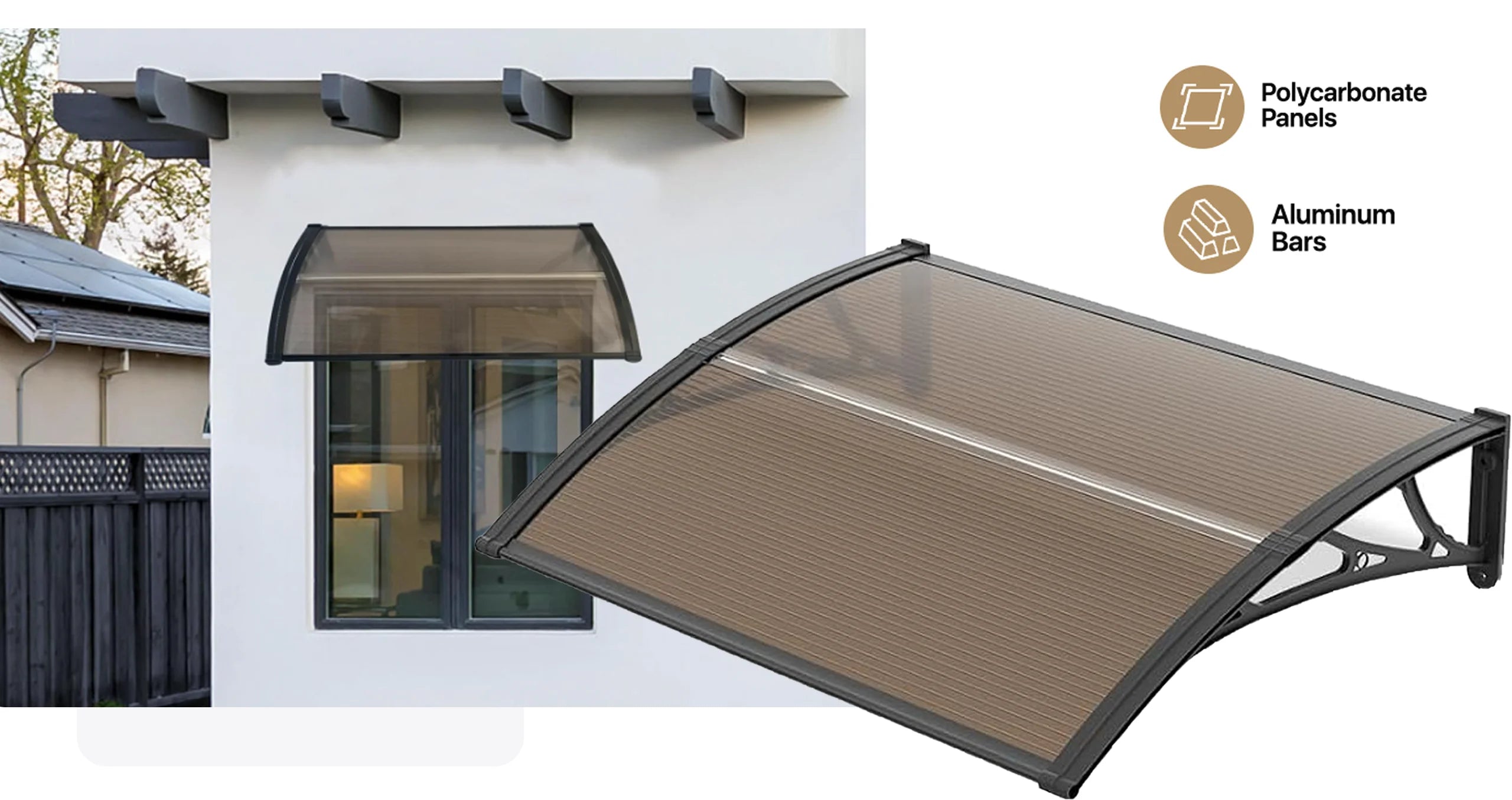 Window & Door Awning Canopy with UV Protection PC Panels