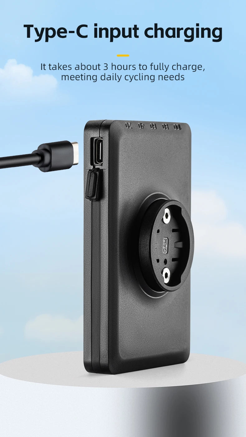 Cykellygte 5000mAh med digitalt display og IPX6 vandtæt