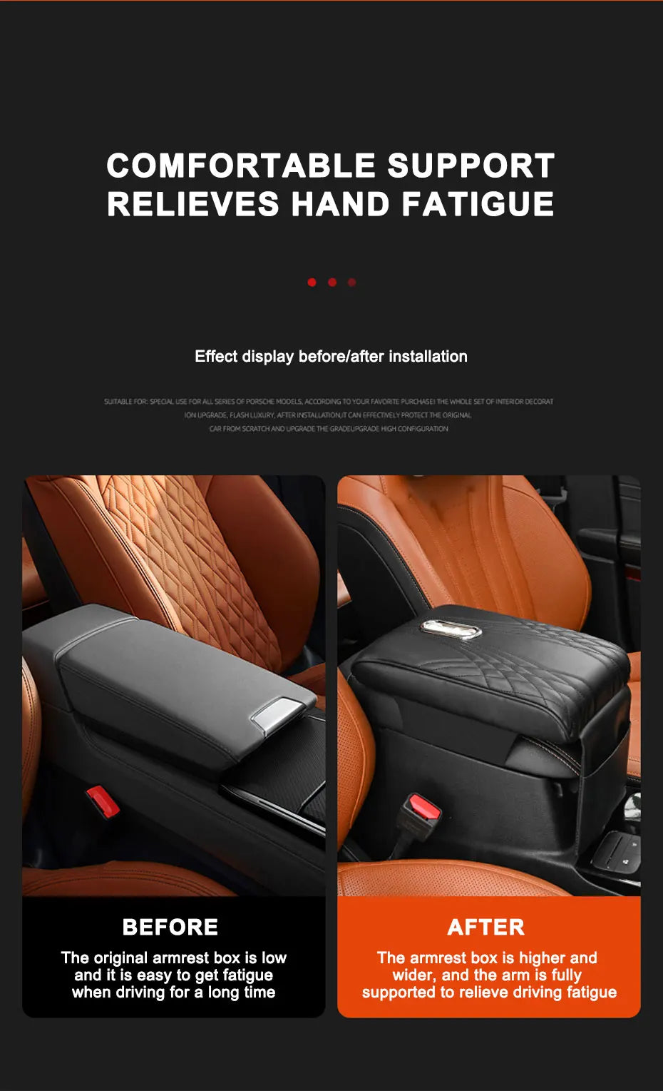 SEAMETAL Car Arm Rest Box Cover Memory Foam Center Console Extension Elbow Support Cushion with Tissue Holder Armrest Cover Pad
