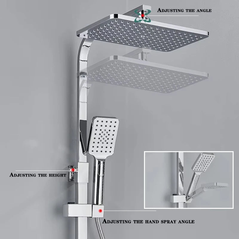 Système de robinet de douche en laiton chromé et noir