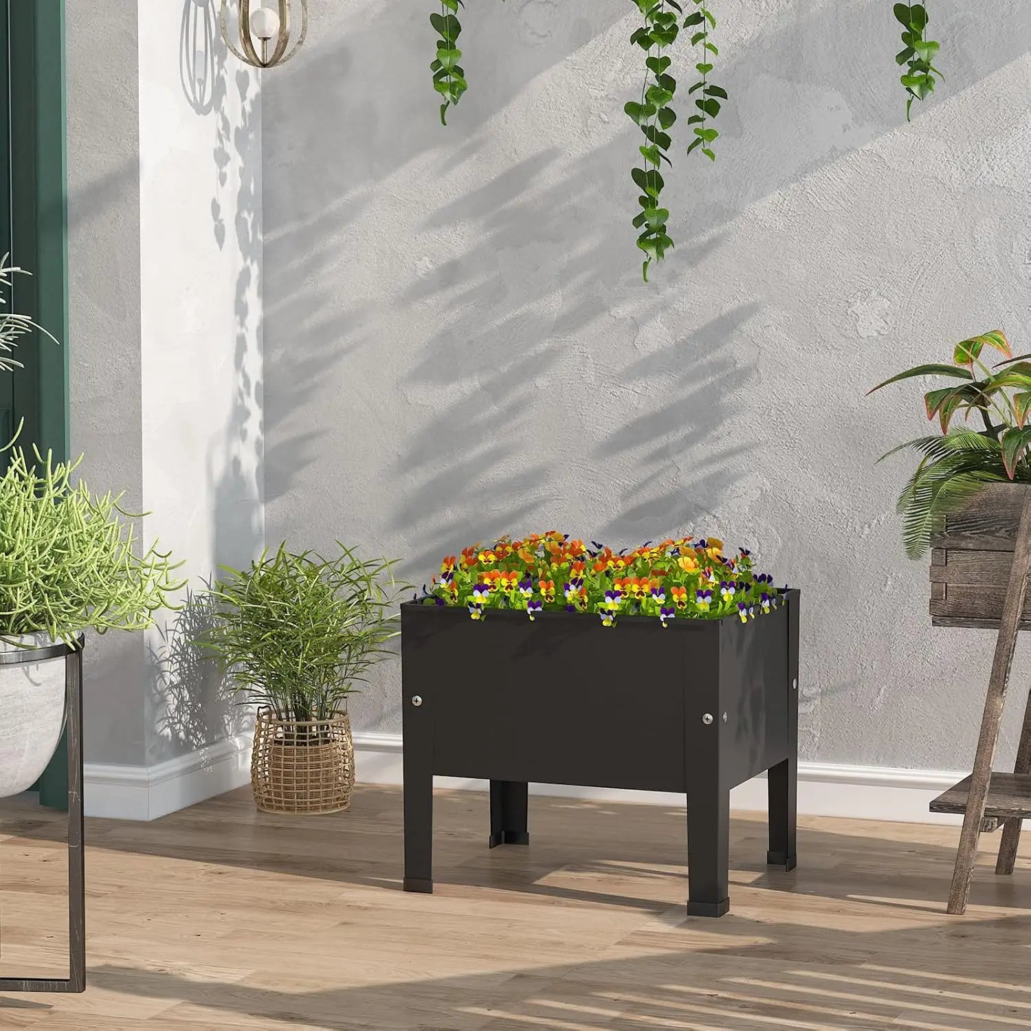 14 Inch Elevated Metal Garden Bed with Legs for Patio Plants