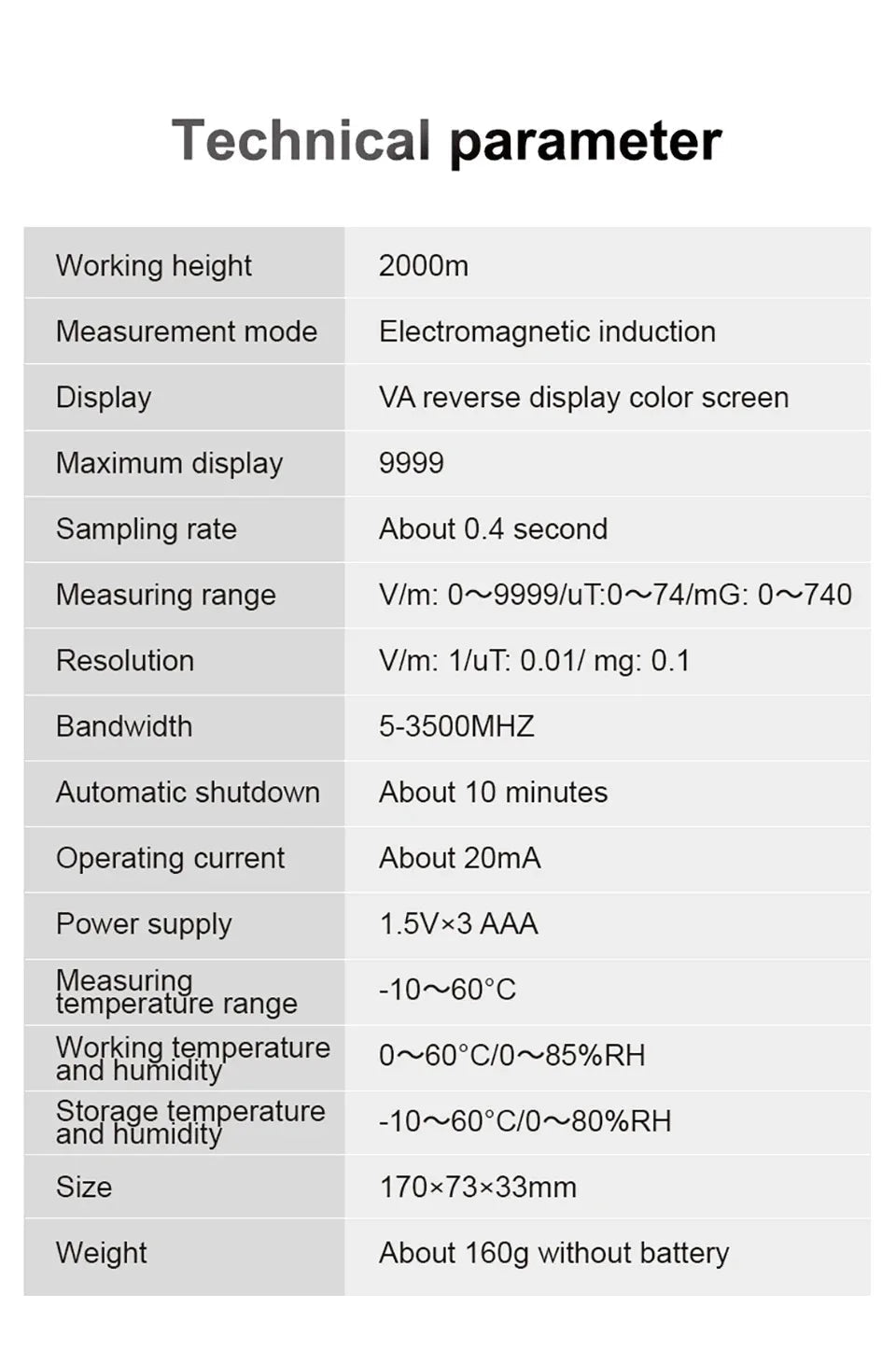 EMF01 Electromagnetic Radiation Detector High Precision EMF Meter Household Electromagnetic Wave Radiation Measuring Instrument