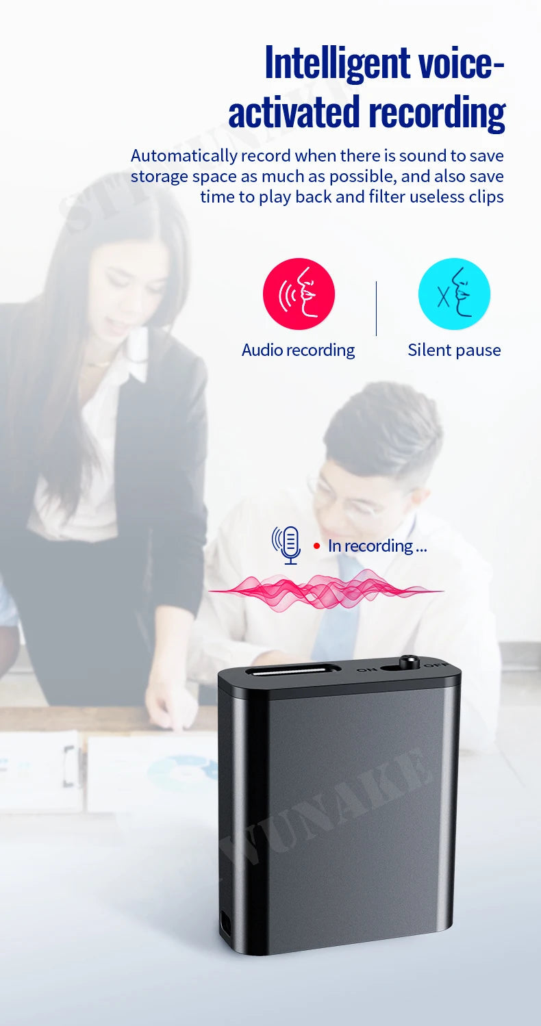 Mini Voice Activated Recorder Only 0.25cm Built-in Magnet Small Digital Audio Recording Sound Device Micro Dictaphone STTWUNAKE