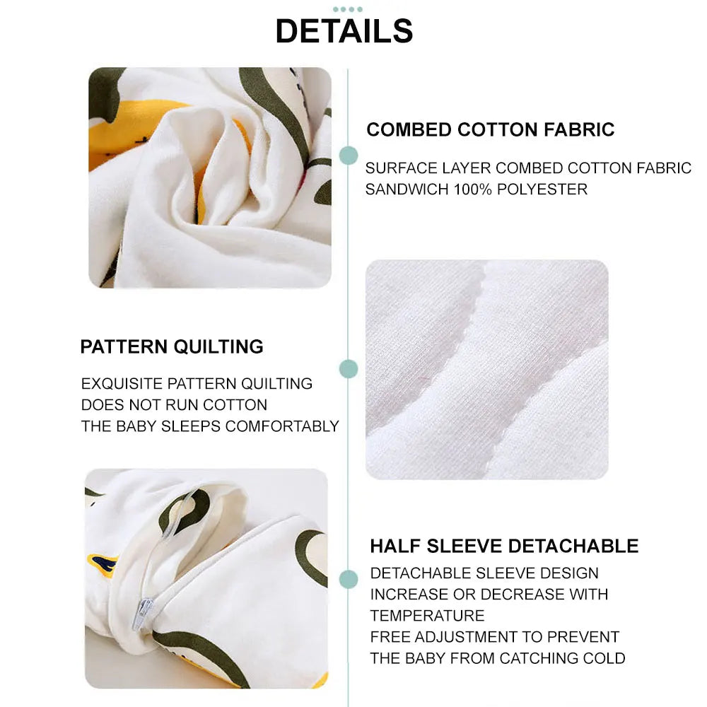 Baby Cartoon Split-Legged Sleepsack with Detachable Sleeves