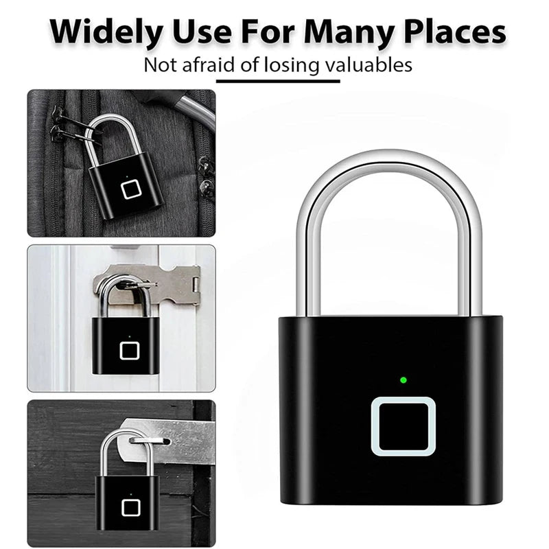 Uppladdningsbar fingeravtryckslås med mikro-USB
