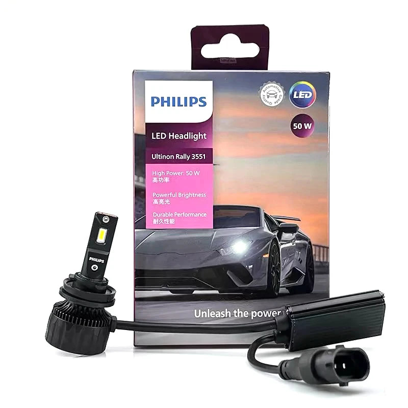 Philips Ultinon Rally 3551 H11 Auto LED-Scheinwerfer 100W 9000LM Hochleistung Superhell 6500K Weiß Retrofit-Lampen LUM11362U3551X2