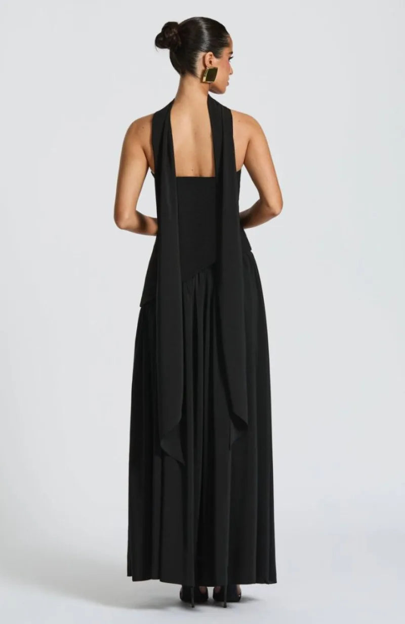 Elegant Strapless Floor-Length Women’s Slit Backless Evening Dress