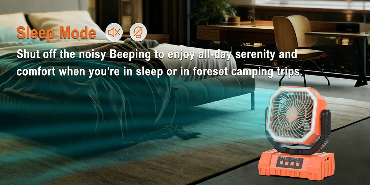 20000mAh Rechargeable Camping Fan with Auto Oscillation, Remote, Timer and LED Lantern